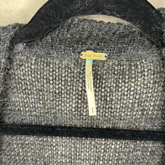 Free People Santa Cruz Black Maxi Fuzzy Duster Cardigan Sweater Women’s Small - Picture 5 of 9